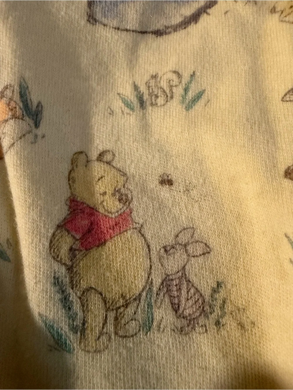 Disney Yellow Winnie the Pooh All-Over Print Footed One-Piece